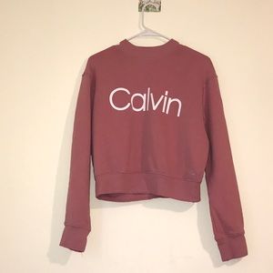 Grapefruit pink cropped Calvin Klein sweater